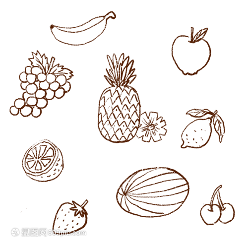 水果蔬菜手绘简笔画 可爱线描插画入门